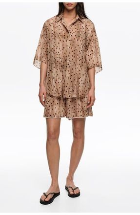 Bimba & Lola Dots Pleated Bermuda Shorts in Watercolor Dots at Nordstrom, Size X-Small Eu