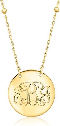 Canaria Canaria Italian 10kt Yellow Gold Plain Disc and Bead Station Necklace