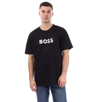 HUGO BOSS Heren Logo Regular T-Shirt (Zwart)