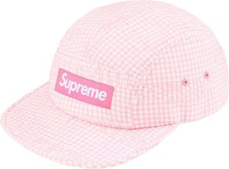 SUPREME SS26 Monogram Gingham Camp Cap Pink SUP-SS26-1051-PNK