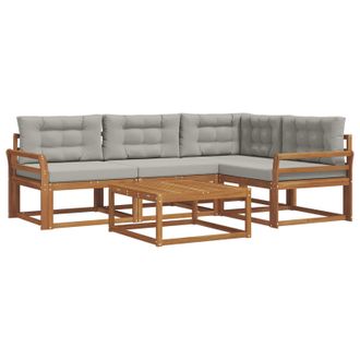 vidaXL Conjunto De Sof&aacute;s De Exterior 5 Pcs Gris Natural Y Claro Vidaxl