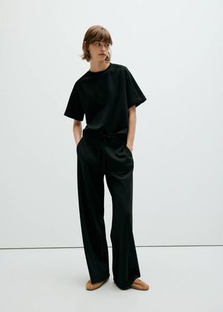 Mango Pantaloni dritti maglia sottile nero - Donna - XXS - MANGO