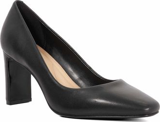 Dune London Ladies Arriving High Block Heel Court Shoes Size UK 8 Black