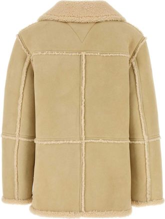 Bottega Veneta Womens Cream Shearling Coat - Tan Sheepskin - Size EU 34 (Womens)