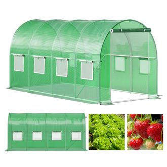 OEM T&uacute;nel De Invernadero De L&aacute;mina Para Jard&iacute;n, 6x3x2m, 18m&sup2;, Verde, 2 Paquetes