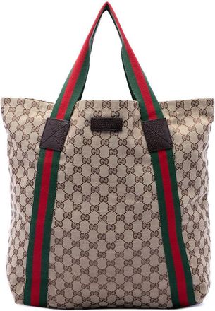 Gucci Pre-owned Gucci GG Canvas Web Tote Ladies THASOAZ55MC1PD1E