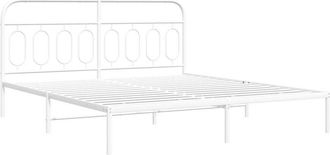 vidaXL Estructura Cama Sin Colch&oacute;n Con Cabecero Metal Blanco 180x200cm Vidaxl