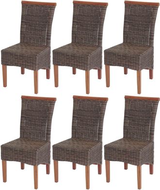 Hhg [nunca Usado] Lote De 6 Sillas De Comedor Savona, Silla De Cocina, Rat&aacute;n, Sin Coj&iacute;n De Asiento