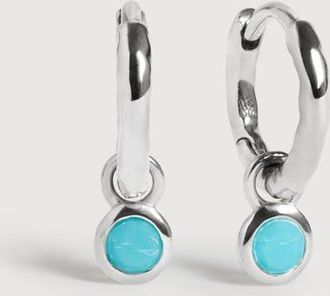 Monica Vinader Sterling Silver December Birthstone Huggie Earrings Tuquoise
