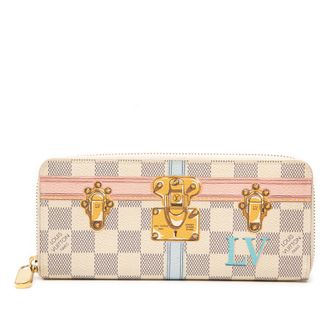 Louis Vuitton Pre-owned Womens Damier Azur Summer Trunks Zippy Long Wallet - Ivory Textile - One Size