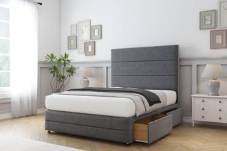 Sloomy Monaco Coniston Divan Set 2 Drawers-54 Headboard-Footboard in Dark Grey | Size: Small Double