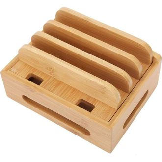 OEM Soporte De Madera Para Tel&eacute;fono Con Cargador Integrado, Compartimento Para Tabletas Y Accesorio De Escritorio Multifuncional - Crezuo