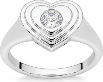 Pompeii3 1/4Ct Diamond Solitaire Womens Sweetheart Signet Heart Ring 14k Gold Lab Grown