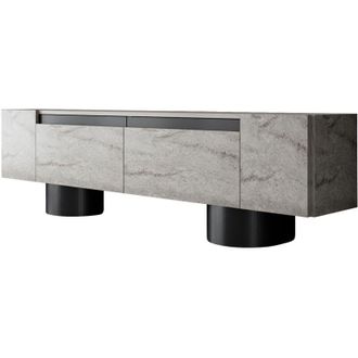 Asir Group LLC Mobili TV, tavolo TV, credenza bassa Stand Travertine Nero