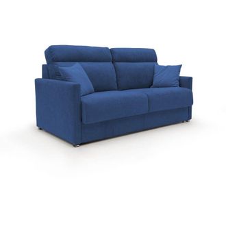 Divani.Store Divani.store - Margot Divano letto matrimoniale con schienale morbido alto in tessuto T02 156 cm (mat.120x197) blu