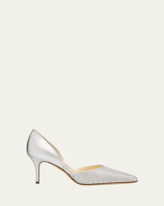 Manolo Blahnik 70mm Taylerbinu Woven Metallic Leather Pumps