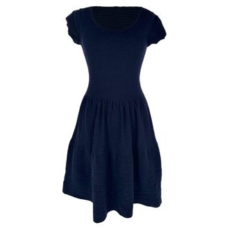 Sandro Sandro Scoop Neck Mini Dress in Navy Blue Cotton