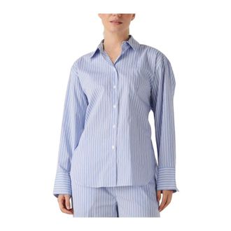 Second Female Dames, Blouses & Shirts, Blauw, Maat: XL Linnen