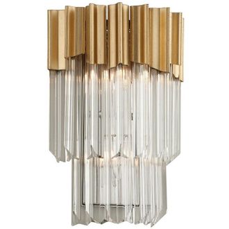 Hudson Valley Lighting Charisma Aplique De Pared 2 Luces Hoja De Oro Acero Inoxidable Pulido, Cristal