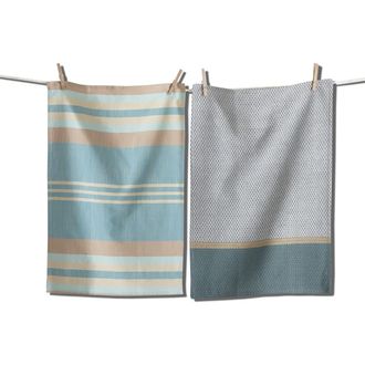 Tag Waterside Stripe Teal Cotton Dishtowel Set of 2 in Blue at Nordstrom