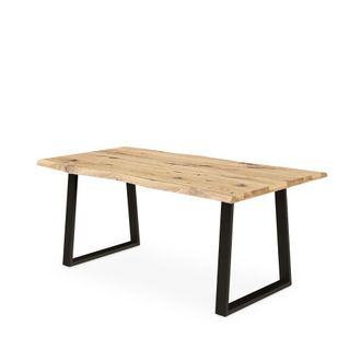 Koketto Home Mesa de comedor con tapa madera de 140 cm y patas metal negras