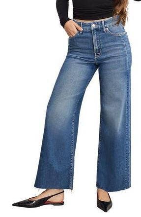 Good American Good Skate Raw Hem Ankle Wide Leg Jeans in Indigo1005 at Nordstrom Rack, Size 12