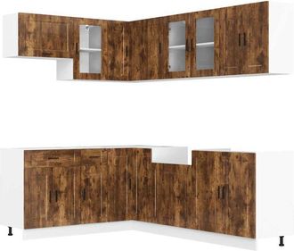 vidaXL Vidaxl - Mueble Cocina Porto Roble Ahumado 11 Pzas Madera Contrachapada