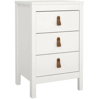 Dmora Dmora - Mesa De Noche Mirabelle, C&oacute;moda Baja, Mesilla De Noche, Estante De La Cama, 44x38 H70 Cm, Blanco