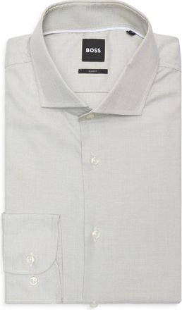 BOSS Hank Kent Slim Fit Stretch Dress Shirt in Med Grn at Nordstrom Rack, Size 17R