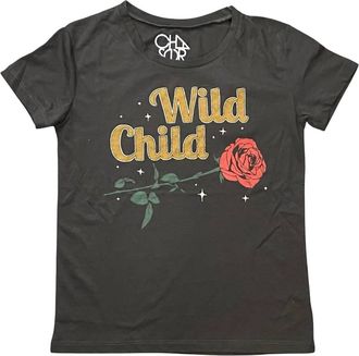 Chaser Womens Wild Child Short Sleeve Graphic Tee In Black