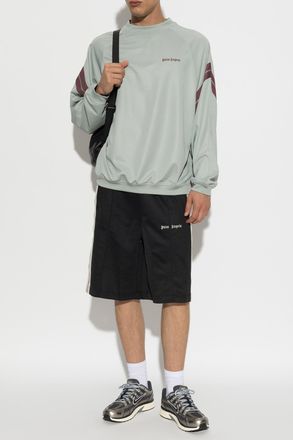 Palm Angels Cotton Sweatshirt With Embroidered Logo, Mens, Green