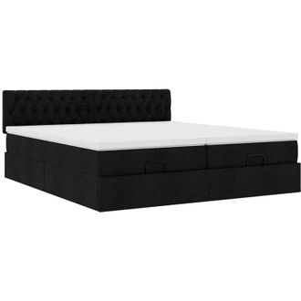 vidaXL Estructura De Cama Otomana Con Colchones Tela Negra 160x200 Cm Vidaxl