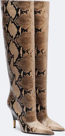 Khaite Bella snake-effect leather knee-high boots