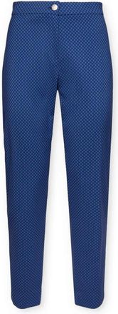 Elena Miro Broeken, Dames, Blauw, 4Xl, Recht gesneden broek van jacquardstof