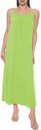 Tash And Sophie Ruched Neck Maxi Dress in Lime at Nordstrom Rack, Size X-Large