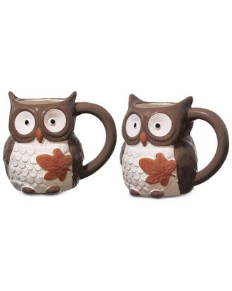 Godinger Set Of 2 Owl Turkey Coffee Mug