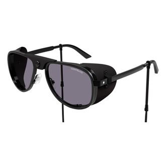 Montblanc Sunglasses, male, Black, Size: 56 MM Logo-detail Sunglasses