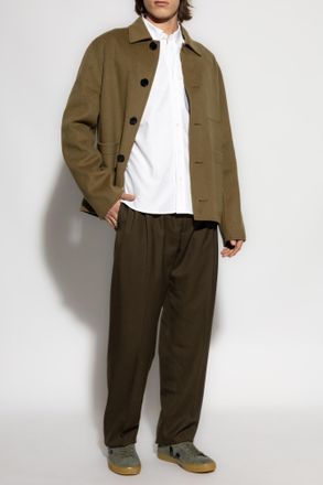 Ami Cotton Shirt With Logo, Mens, White