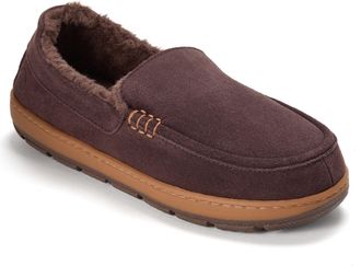 Dearfoams Mens Fitzgerald Genuine Suede Moccasin Slippers