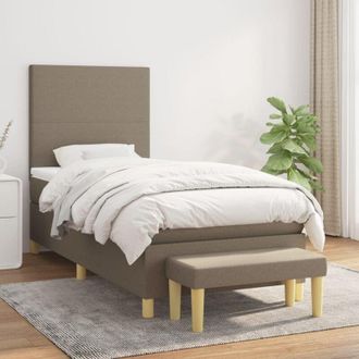vidaXL Vidaxl - Cama Box Spring Con Colch&oacute;n Tela Gris Taupe 100x200 Cm