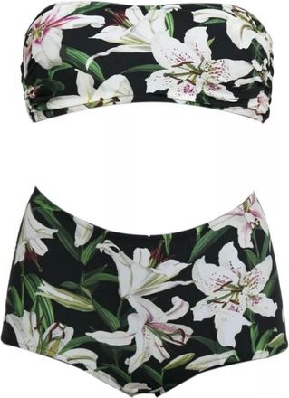 Dolce & Gabbana Floral White Lily Bandeau Bikini Size S