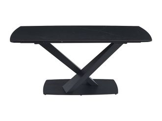 Vente-Unique 6 - 10 Seater Extendable Dining Table In Tempered Glass, Ceramic and in Black