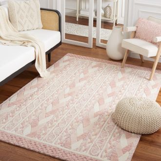 Safavieh Metro Hand Made Area rug, Pink / Ivory Contemporary Style Non-Shedding
