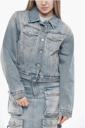 Victoria Beckham Quilted Denim Crop Jacket size 44