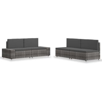 vidaXL Vidaxl - Juego De Muebles De Jard&iacute;n 4 Piezas Rat&aacute;n Sint&eacute;tico Gris
