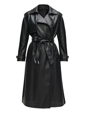 Karl Lagerfeld perforated belted trench coat - Black