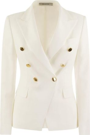 Tagliatore Womens Alicya - Double-breasted Jersey Blazer - White viscose - Size EU 44 (Womens)