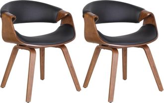 Clp Set de 2 sillas de comedor con asiento en simil cuero roble/negro