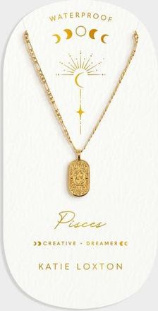 Katie Loxton Pisces Waterproof Gold Zodiac Necklace at Nordstrom