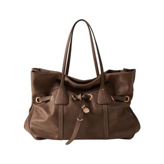 Borbonese Tassen, Dames, Bruin, ONE Size, Leer, Prive Shopping Bag Large